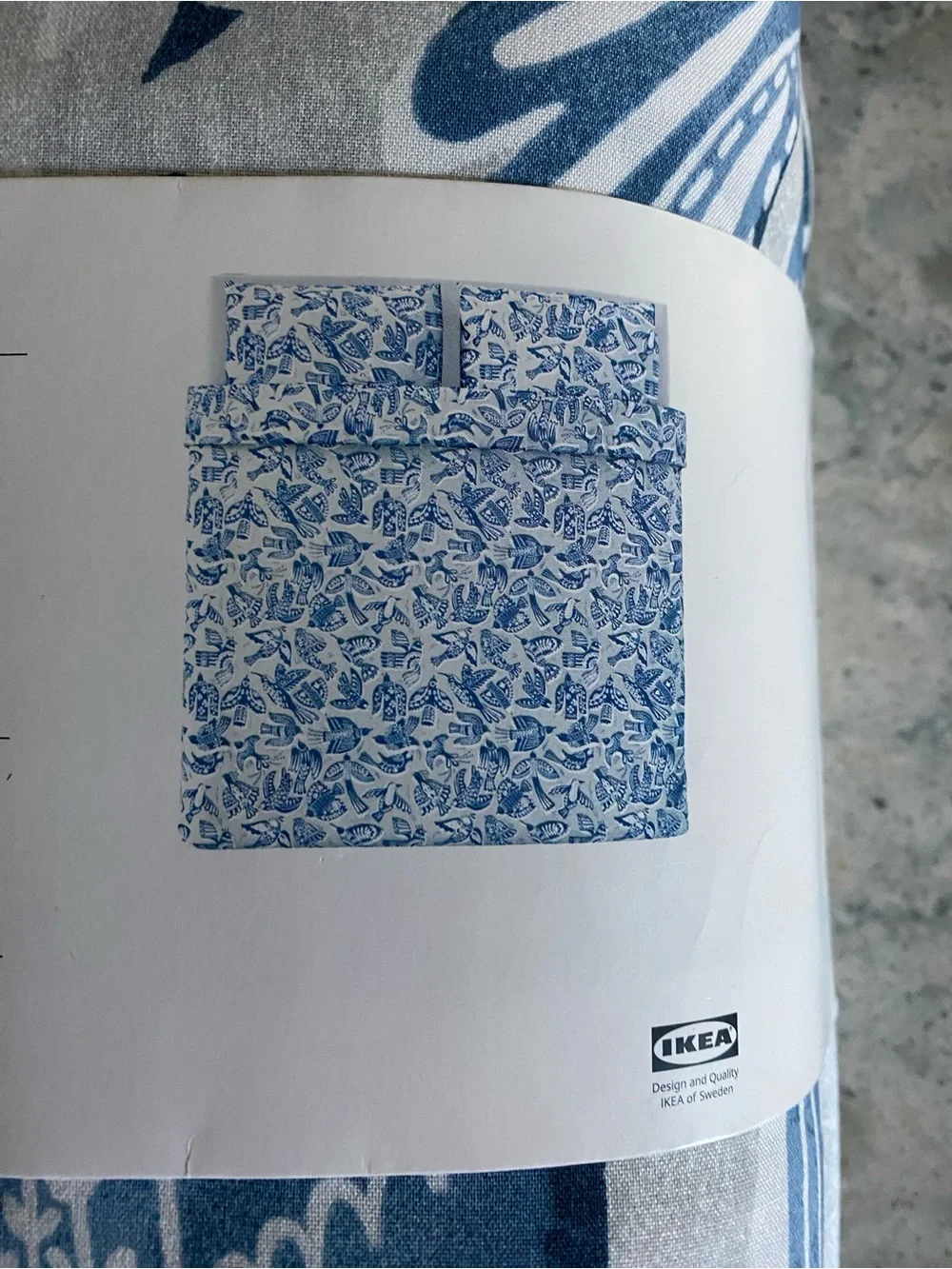 IKEA BITTERSÖTA King Duvet Cover set with Blue Bird Print
